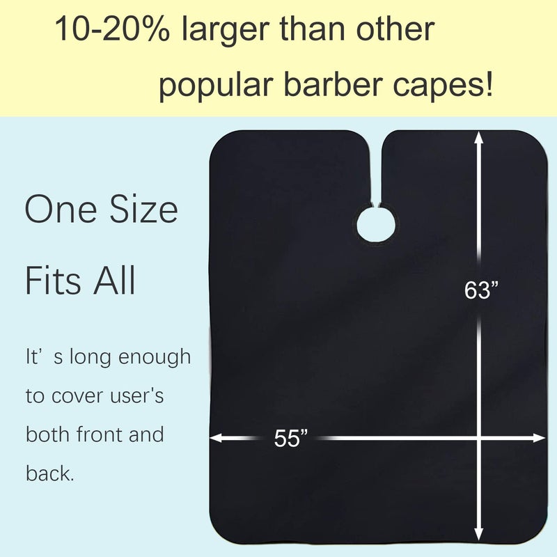 Iusmnur Barber Cape, 2 Pack Professional Hair Salon Capes with Adjustable Metal Clip, Shampoo Hair Cutting Cape for Barbers and Stylists - 55 x 63 inches (Black-2pack) - Image 5